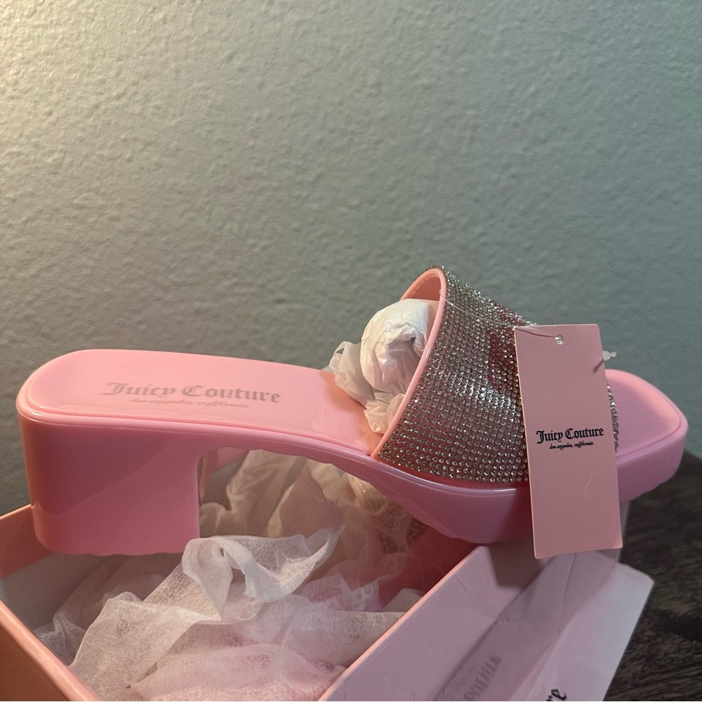 Juicy Couture Pink Rhinestone Slide Sandals